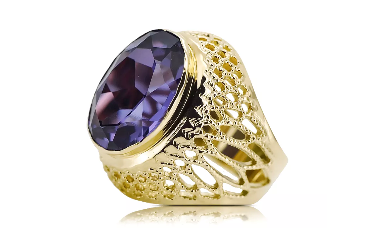 حرف يدوية فينتاج خاتم الكساندريت 14 كارت من الذهب الأصفر vrc089y